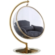 Pemberly Row Gray Fabric Acrylic and Metal Swing Bubble Accent Chair