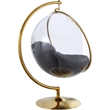 Pemberly Row Gray Fabric Acrylic and Metal Swing Bubble Accent Chair