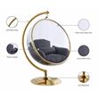 Pemberly Row Gray Fabric Acrylic and Metal Swing Bubble Accent Chair