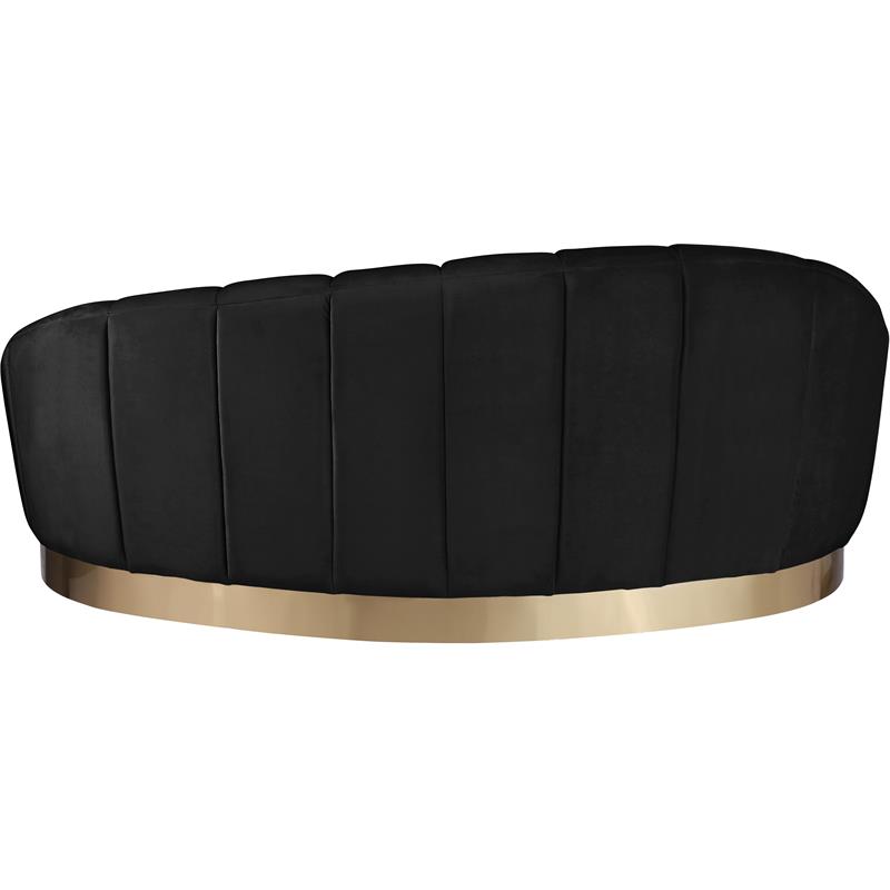 Pemberly Row Modern / Contemporary Black Finish Velvet Chaise