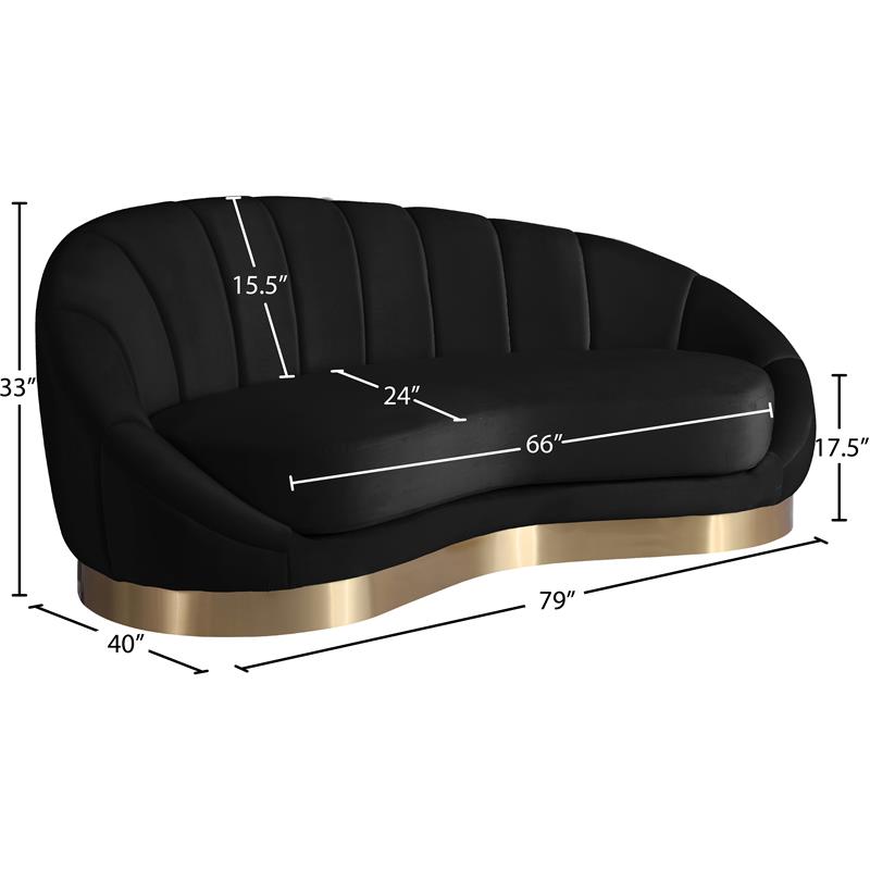 Pemberly Row Modern / Contemporary Black Finish Velvet Chaise