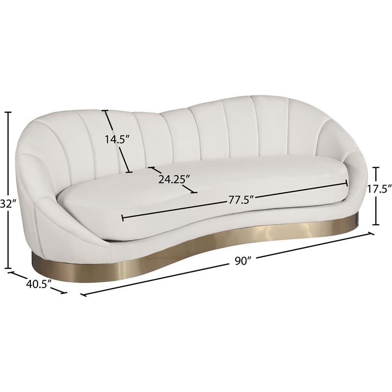 Pemberly Row Modern / Contemporary Upholstered Cream Finish Velvet Sofa