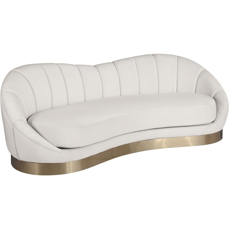 Pemberly Row Modern / Contemporary Upholstered Cream Finish Velvet Sofa