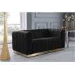 Pemberly Row Modern / Contemporary Black Finish Velvet Loveseat
