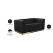 Pemberly Row Modern / Contemporary Black Finish Velvet Loveseat