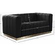 Pemberly Row Modern / Contemporary Black Finish Velvet Loveseat