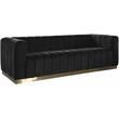Pemberly Row Modern / Contemporary Upholstered Black Finish Velvet Sofa