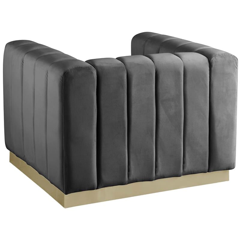Pemberly Row Modern / Contemporary Upholstered Gray Finish Velvet Chair