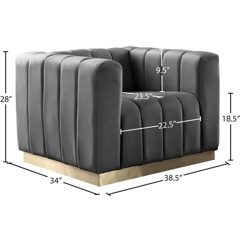 Pemberly Row Modern / Contemporary Upholstered Gray Finish Velvet Chair