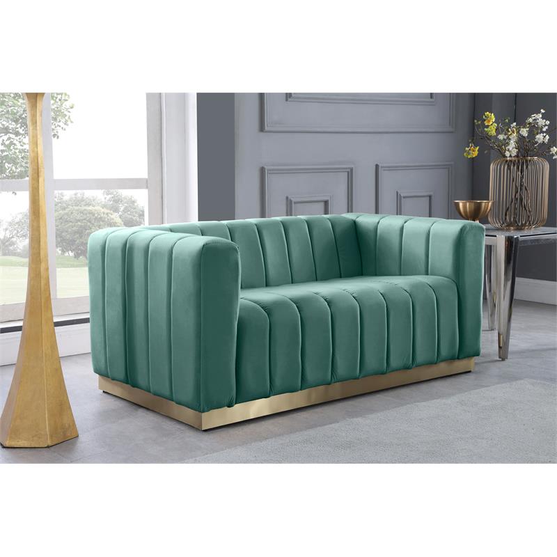 Pemberly Row Modern / Contemporary Upholstered Mint Velvet Loveseat