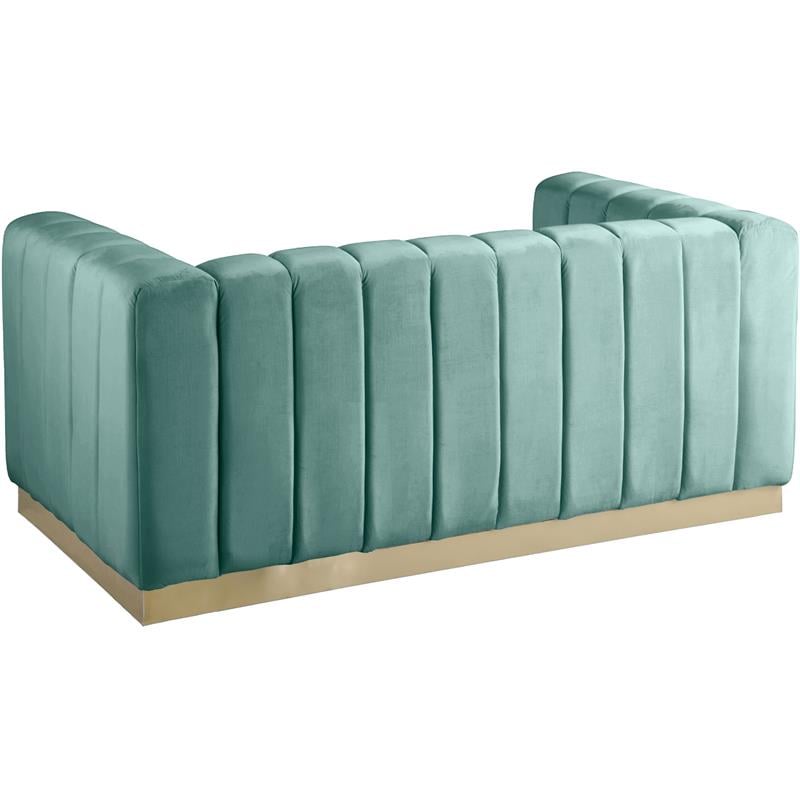 Pemberly Row Modern / Contemporary Upholstered Mint Velvet Loveseat