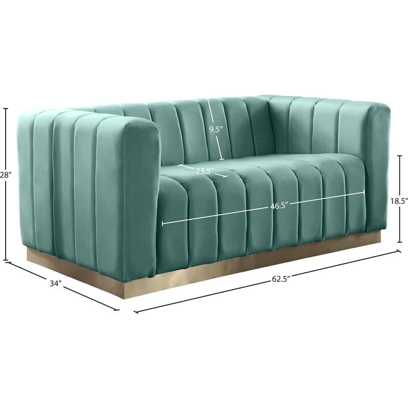 Pemberly Row Modern / Contemporary Upholstered Mint Velvet Loveseat