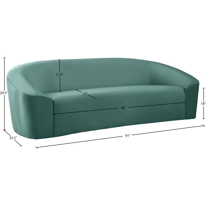 Pemberly Row Modern / Contemporary Upholstered Mint Velvet Sofa
