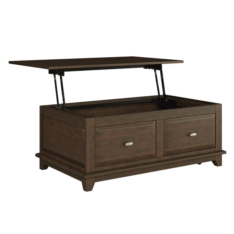 Pemberly Row Contemporary Wood Lift Top Coffee Table in Cherry