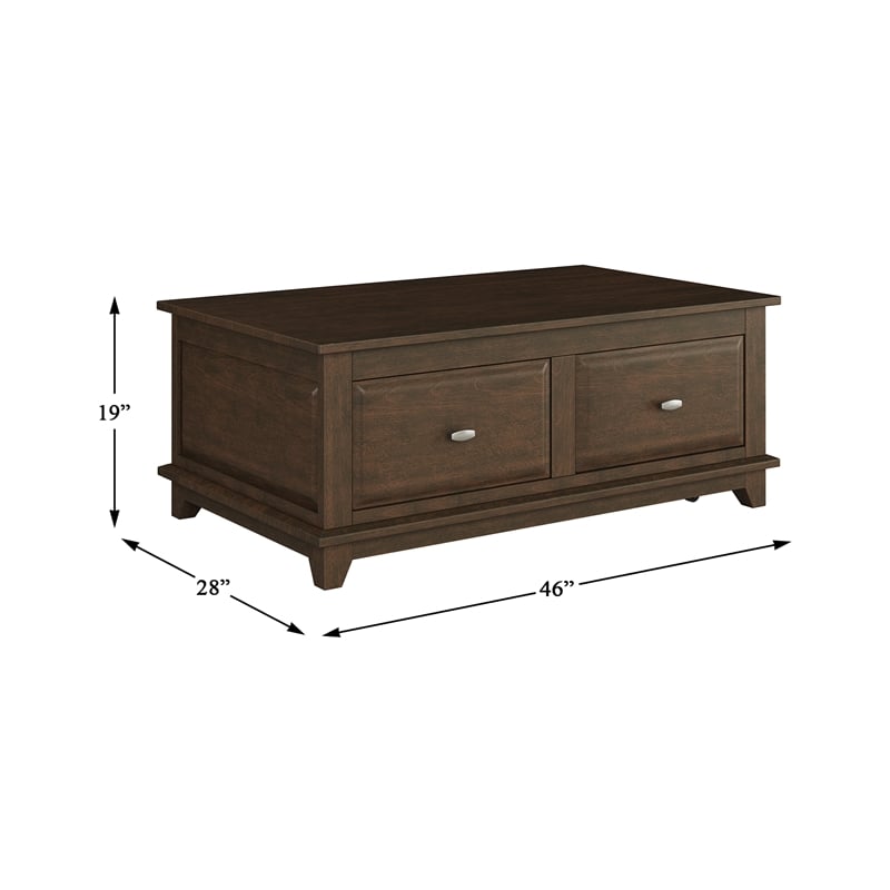 Pemberly Row Contemporary Wood Lift Top Coffee Table in Cherry