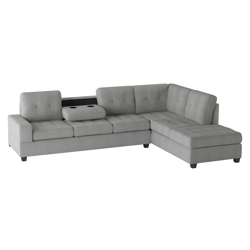 Pemberly Row Modern / Contemporary Microfiber Sectional Sofa in Gray