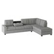 Pemberly Row Modern / Contemporary Microfiber Sectional Sofa in Gray