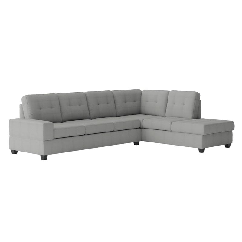 Pemberly Row Modern / Contemporary Microfiber Sectional Sofa in Gray