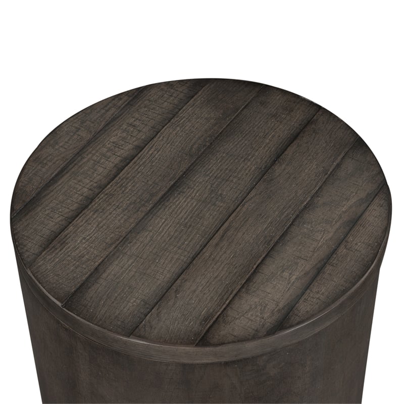 Pemberly Row Contemporary Farmhouse Dark Gray Drum End Table