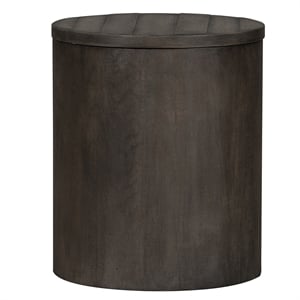 Pemberly Row Contemporary Farmhouse Dark Gray Drum End Table