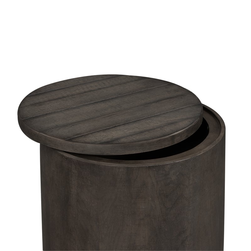 Pemberly Row Contemporary Farmhouse Dark Gray Drum End Table
