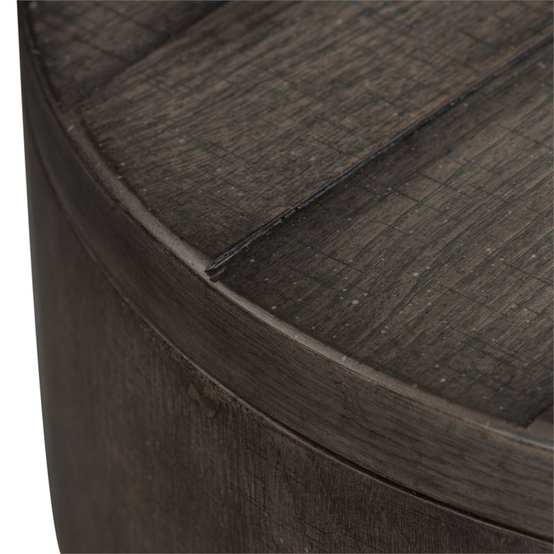 Pemberly Row Contemporary Farmhouse Dark Gray Drum End Table