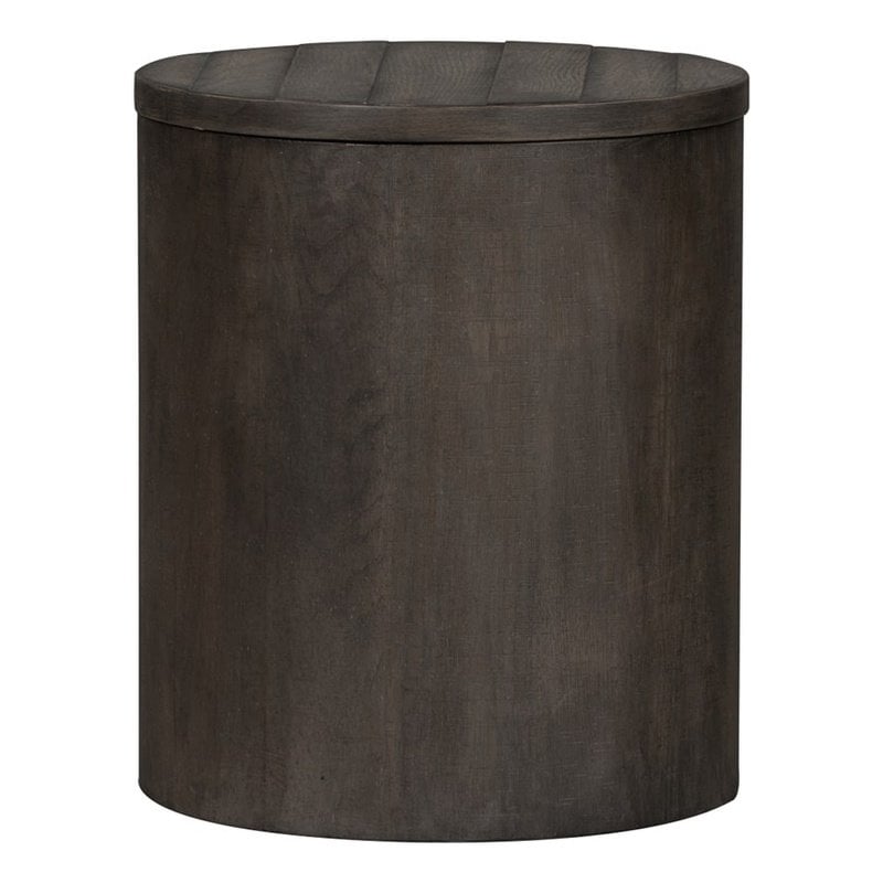 Pemberly Row Contemporary Farmhouse Dark Gray Drum End Table
