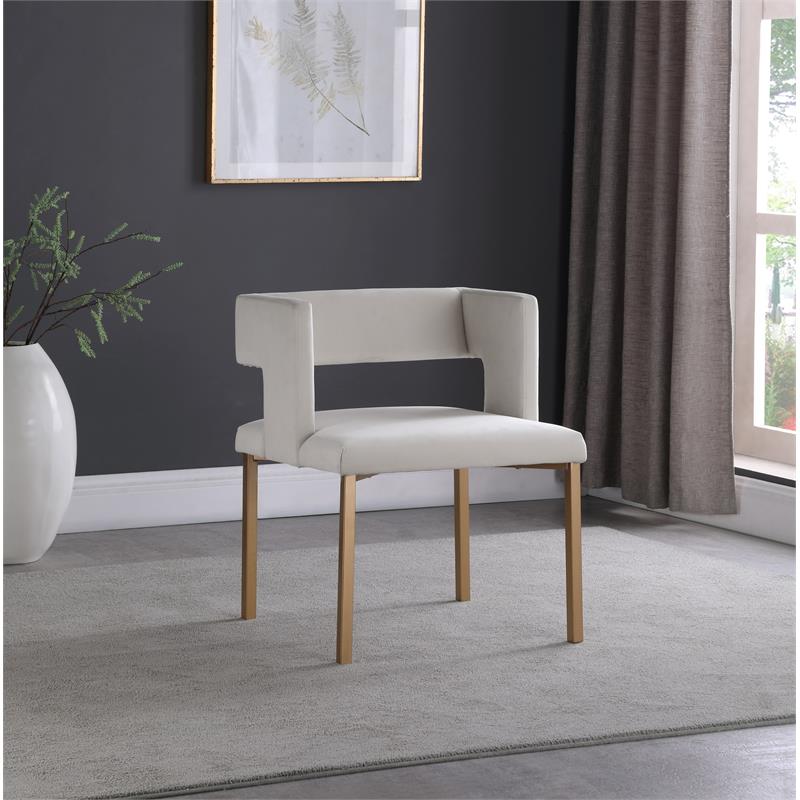 Pemberly Row Contemporary Cream Velvet Dining Chair (Set of 2)
