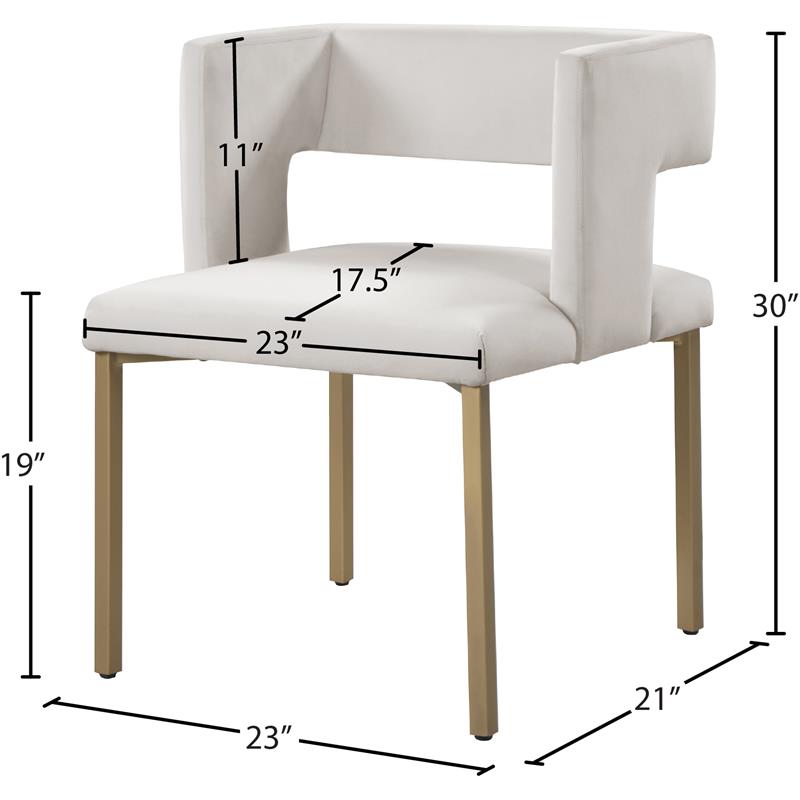 Pemberly Row Contemporary Cream Velvet Dining Chair (Set of 2)