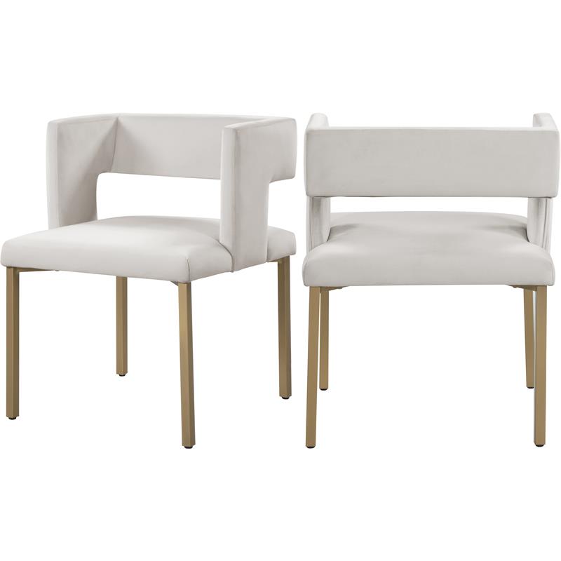 Pemberly Row Contemporary Cream Velvet Dining Chair (Set of 2)