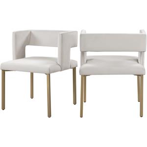 Pemberly Row Contemporary Cream Velvet Dining Chair (Set of 2)