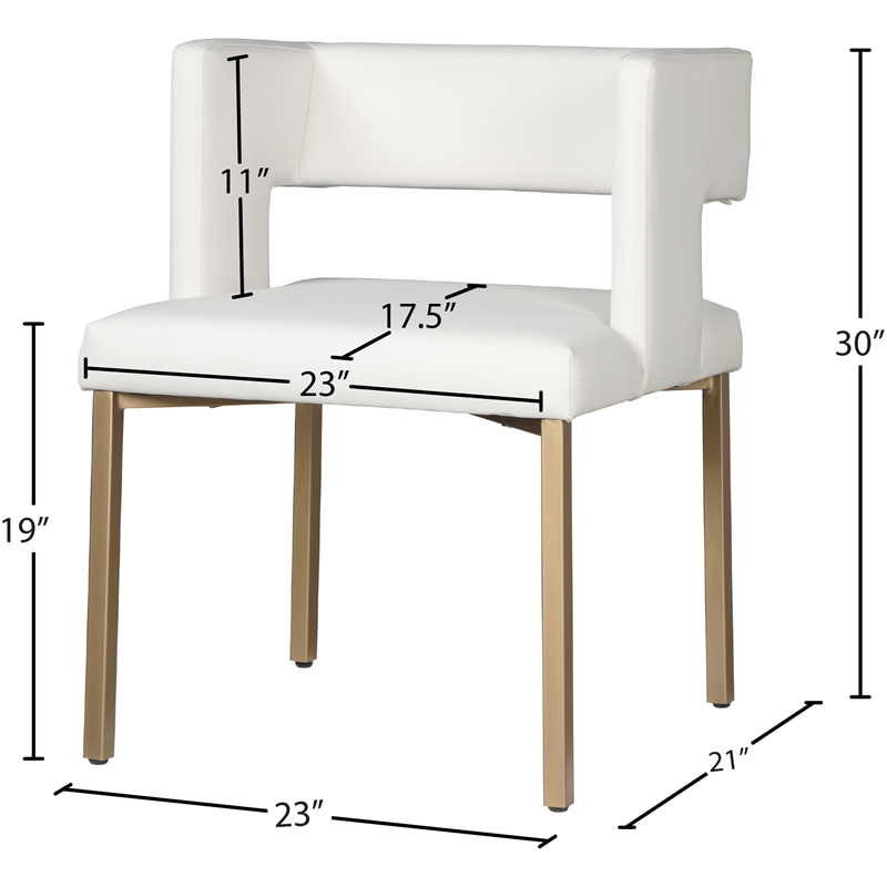 Pemberly Row Modern White Vegan Leather Dining Chair (Set of 2)