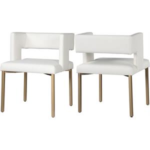 Pemberly Row Modern White Vegan Leather Dining Chair (Set of 2)
