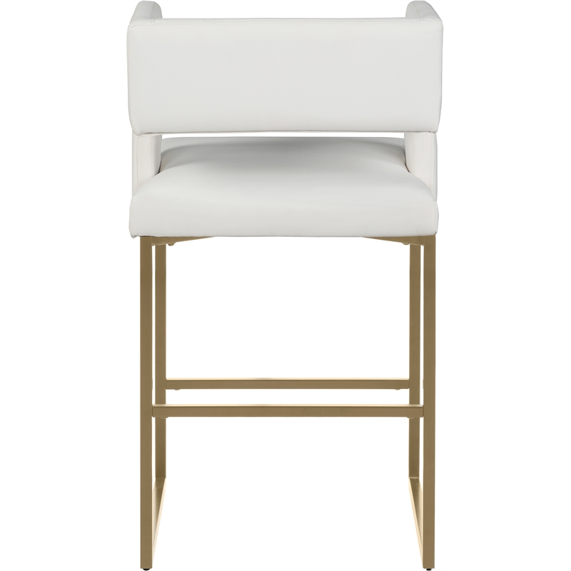 Pemberly Row Modern White Vegan Leather Counter Stool (Set of 2)