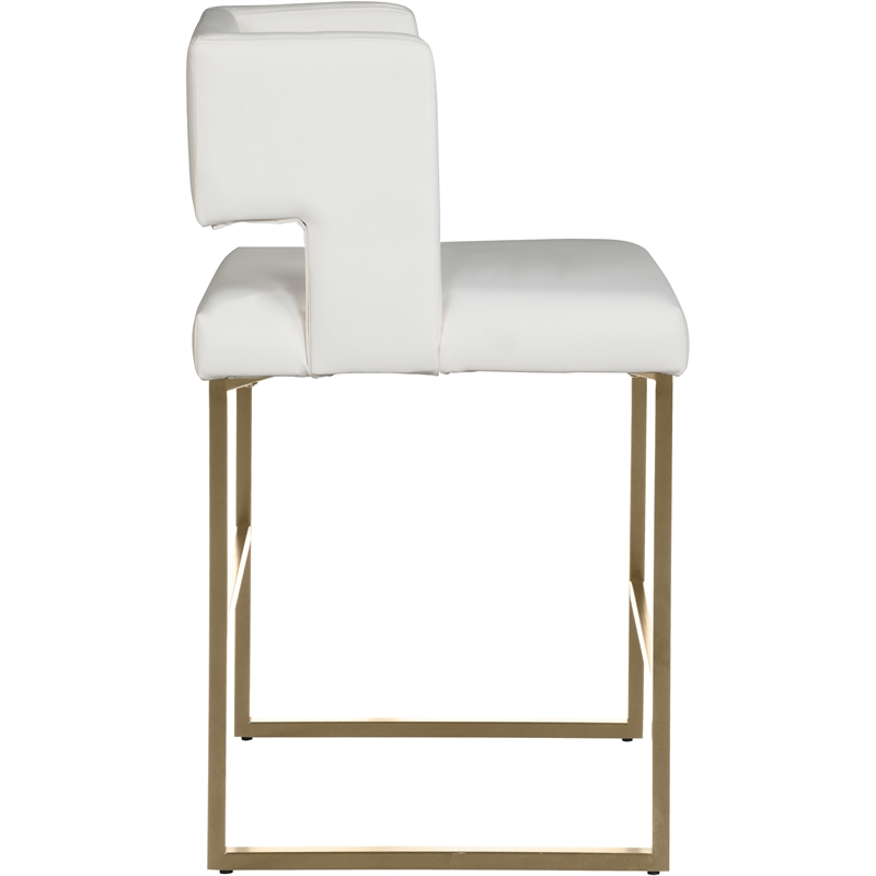 Pemberly Row Modern White Vegan Leather Counter Stool (Set of 2)