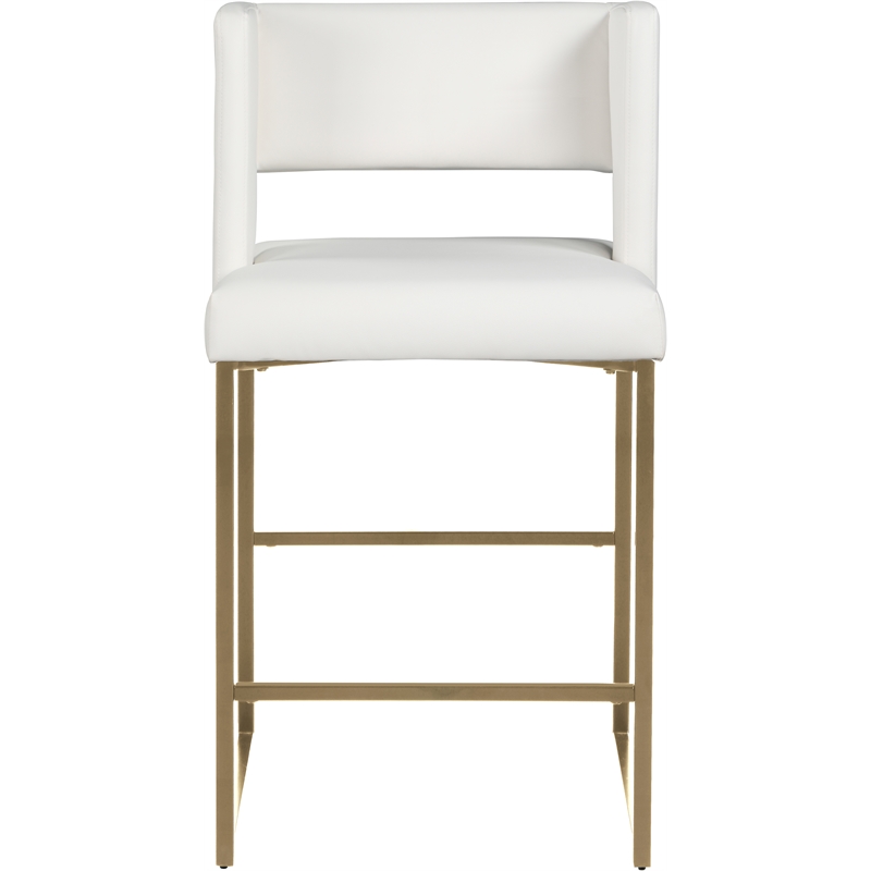 Pemberly Row Modern White Vegan Leather Counter Stool (Set of 2)