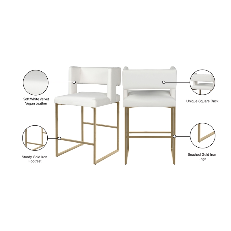 Pemberly Row Modern White Vegan Leather Counter Stool (Set of 2)