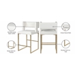 Pemberly Row Modern White Vegan Leather Counter Stool (Set of 2)
