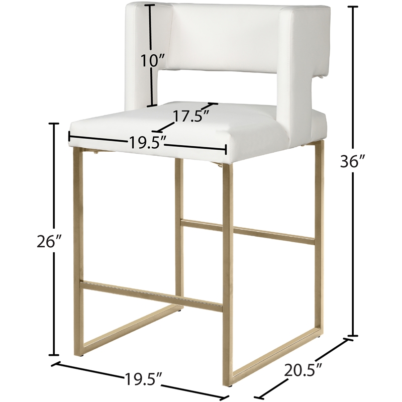 Pemberly Row Modern White Vegan Leather Counter Stool (Set of 2)