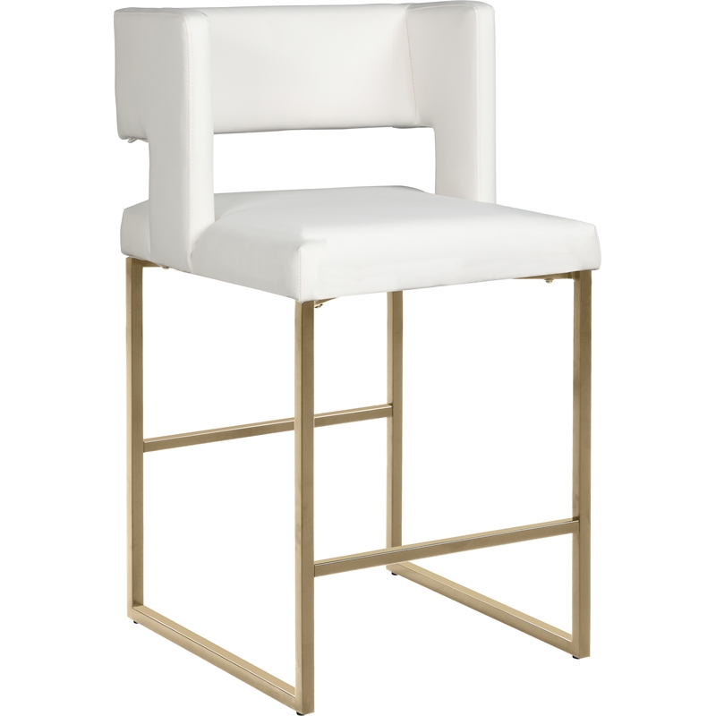 Pemberly Row Modern White Vegan Leather Counter Stool (Set of 2)