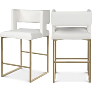 Pemberly Row Modern White Vegan Leather Counter Stool (Set of 2)