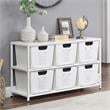 Pemberly Row Modern Metal Storage Shelf with 6 Bins in White