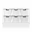 Pemberly Row Modern Metal Storage Shelf with 6 Bins in White