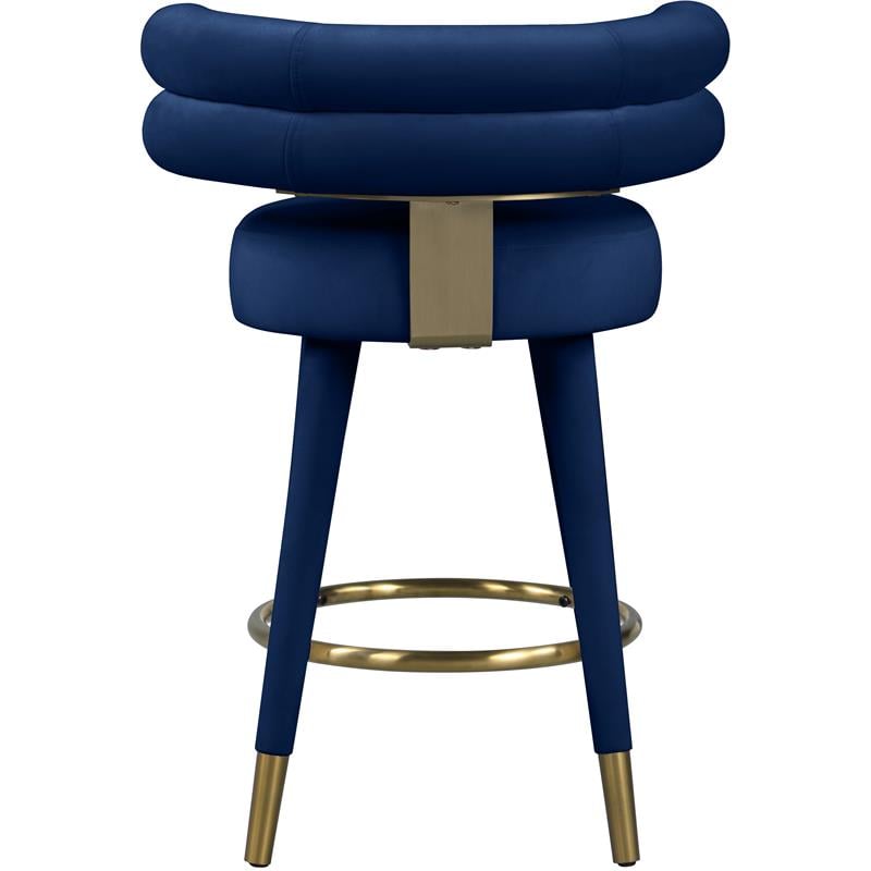 Pemberly Row Contemporary Navy Velvet Counter Stool (Set of 2)