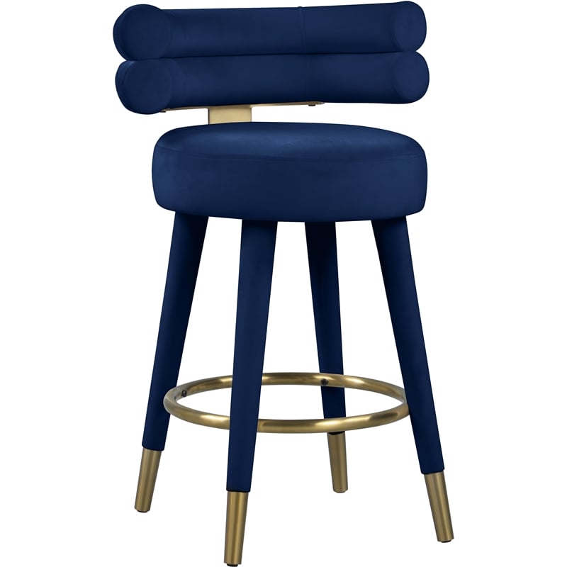 Pemberly Row Contemporary Navy Velvet Counter Stool (Set of 2)