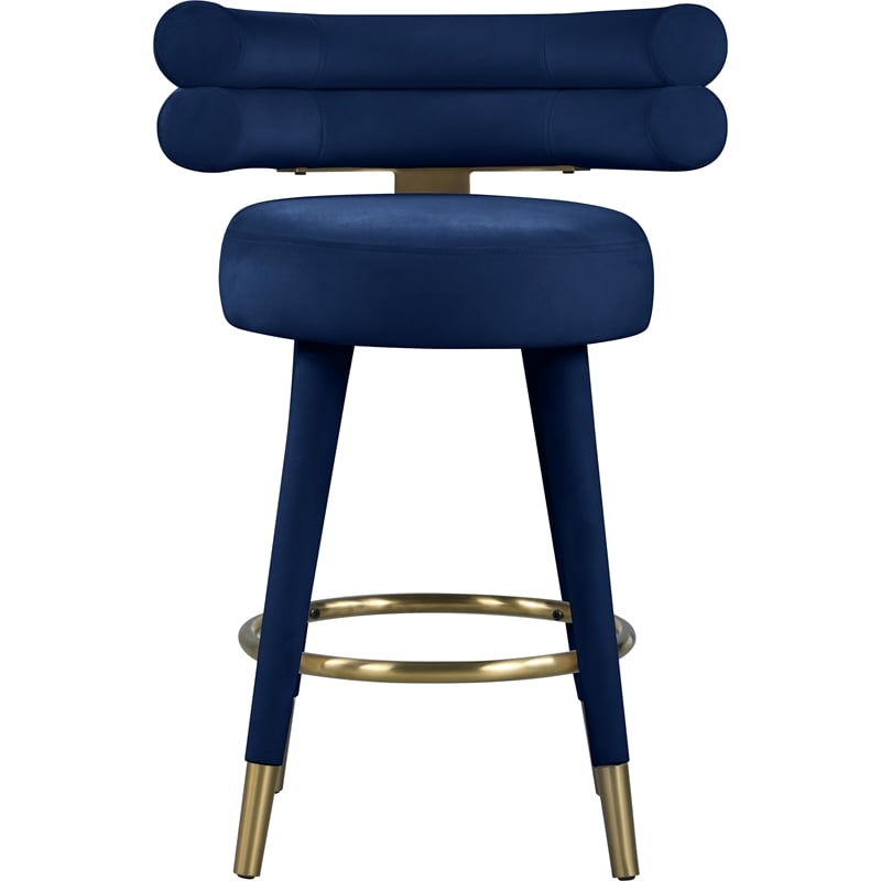 Pemberly Row Contemporary Navy Velvet Counter Stool (Set of 2)
