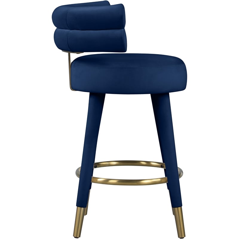 Pemberly Row Contemporary Navy Velvet Counter Stool (Set of 2)