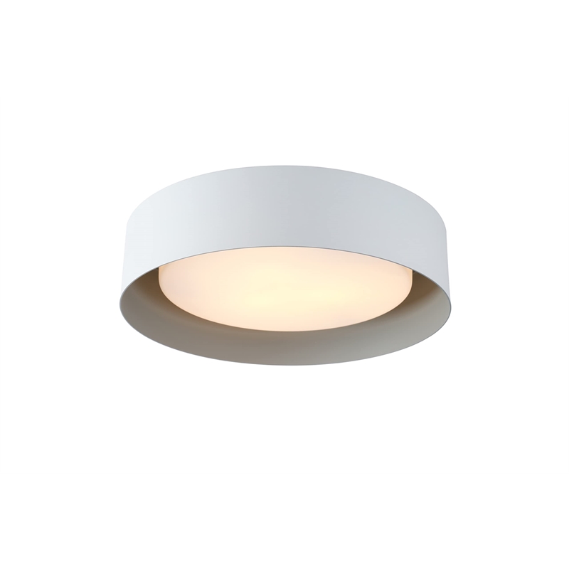 Pemberly Row Modern Metal Flush Mount Ceiling Light in White