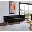 Pemberly Row Modern / Contemporary Deep Biscuit Tufting Black Finish Velvet Sofa