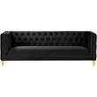 Pemberly Row Modern / Contemporary Deep Biscuit Tufting Black Finish Velvet Sofa